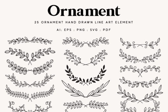 25 Leaf Ornament Wedding Lineart: A Designer's Botanical Toolkit