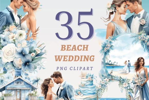 35 Essential PNGs for Your Beach Wedding Design Projects