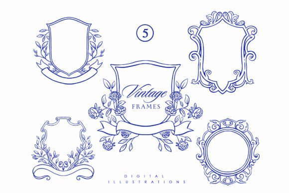Baroque Line Art Frame Wedding Clipart: Elevate Your Invitations