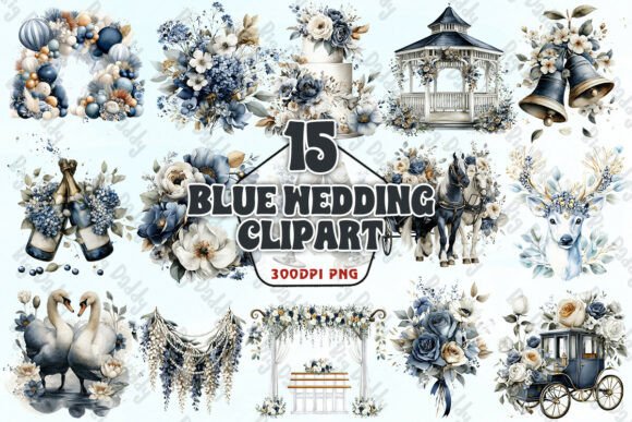Blue Wedding Clipart PNG: Versatile Designs for Your Projects