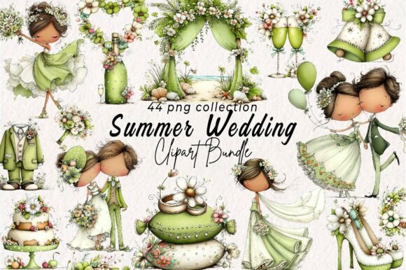Capture the Romance: Whimsical Summer Wedding Clipart