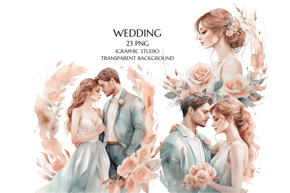 Charming Watercolor Wedding Clipart for Invitations and Crafts