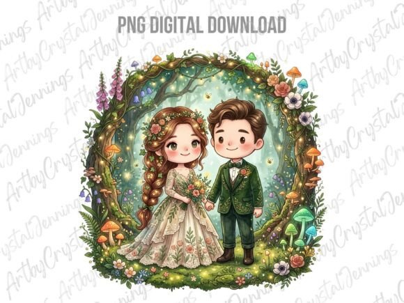 Cottagecore Woodland Wedding Couple PNG: A Designer's Dream Asset