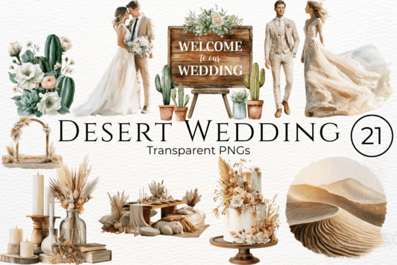 Desert Wedding Watercolor Clipart: A Digital Designer's Palette