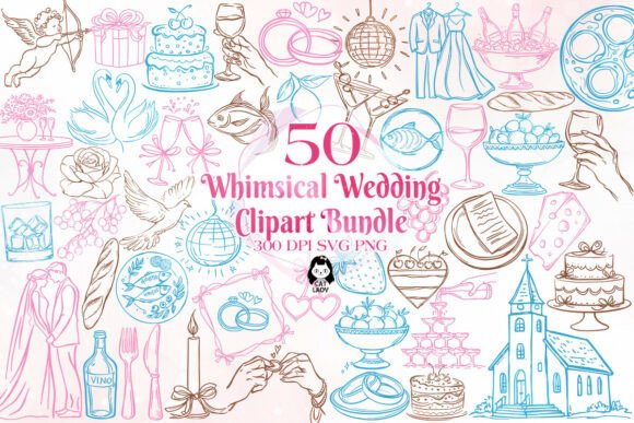 Designing Dreamy Moments: A Whimsical Wedding Clipart Bundle