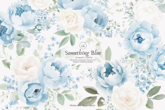Dreamy Blue Florals: A Watercolor Bouquet Collection for Modern Designs