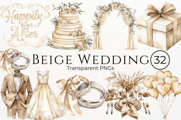Elegant Touches: Using Beige Wedding Watercolor Clipart