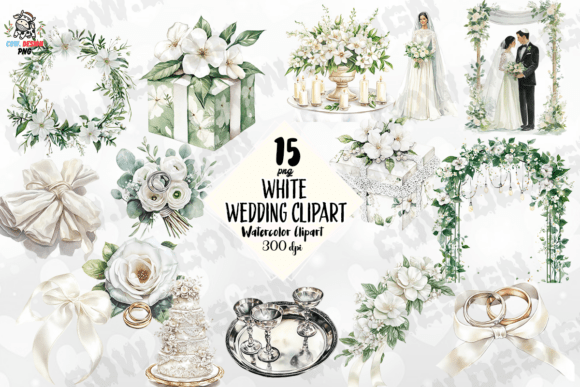 Elegant White Wedding Clipart PNG for Your Special Projects