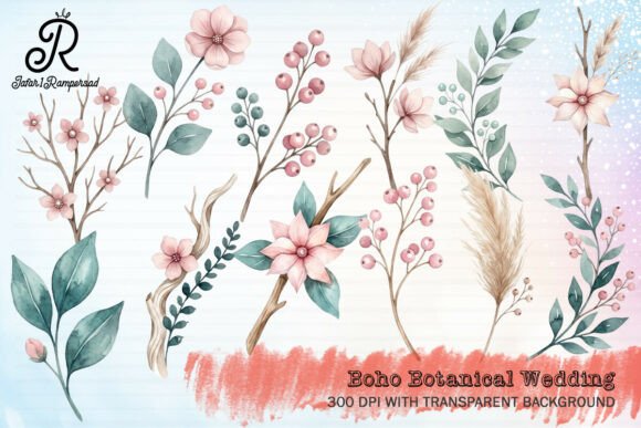 Embrace Nature's Elegance with Boho Botanical Wedding Clipart