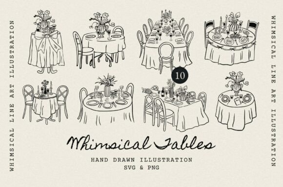 Hand Drawn Wedding Dinner Table Clipart for Elegant Design