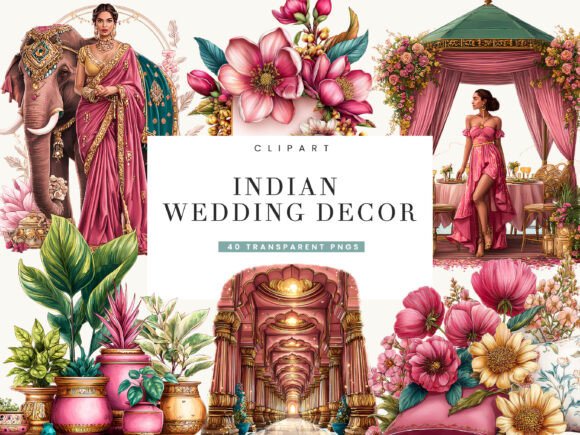 Infuse Tradition and Color with Indian Wedding Decor Clipart