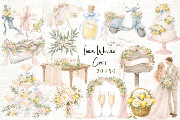 Italian Wedding Clipart: A Designer's Guide to Mediterranean Charm