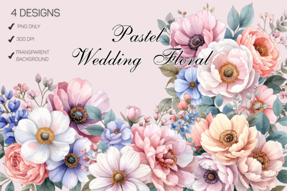 Soft and Romantic Designs with Pastel Wedding Floral PNG