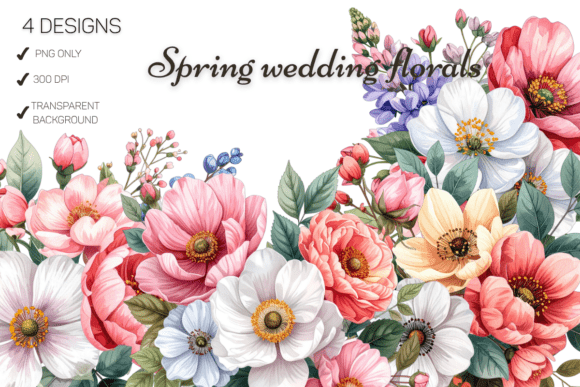 Soft Watercolor Florals: A Spring Wedding PNG Collection