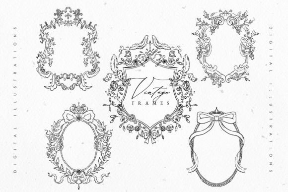 Timeless Elegance for Your Designs: Vintage Line Art Frames