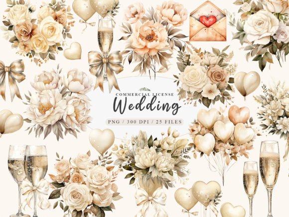 Timeless Floral Elegance: The Peony Painting Wedding Icon Set