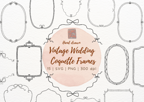 Vintage Wedding Coquette Frames SVG: Elegant Design Elements