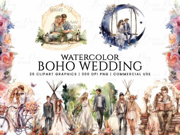 Watercolor Boho Wedding Clipart: A Designer's Secret Weapon