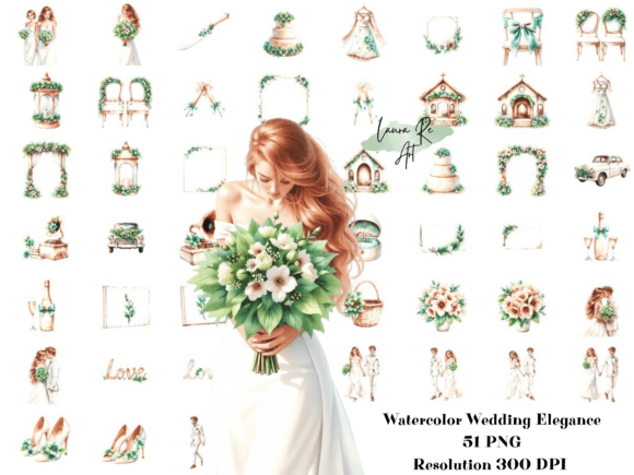 Watercolor Wedding Elegance: Artistic Elements for Your Designs