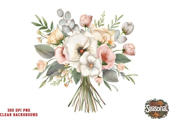 Watercolor Wedding Flower Bouquet PNG: A Spring Design Essential