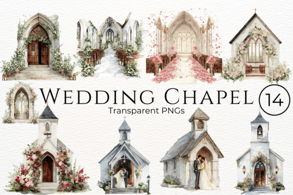 Wedding Chapel Watercolor Clipart: A Bundle for Timeless Designs