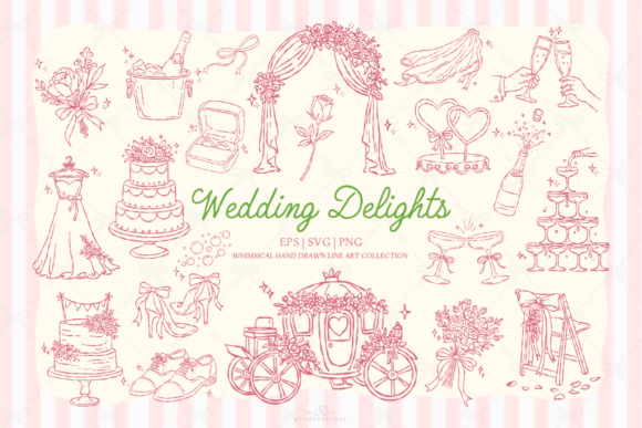 Whimsical Wedding Delights: Line Art for Elegant Design
