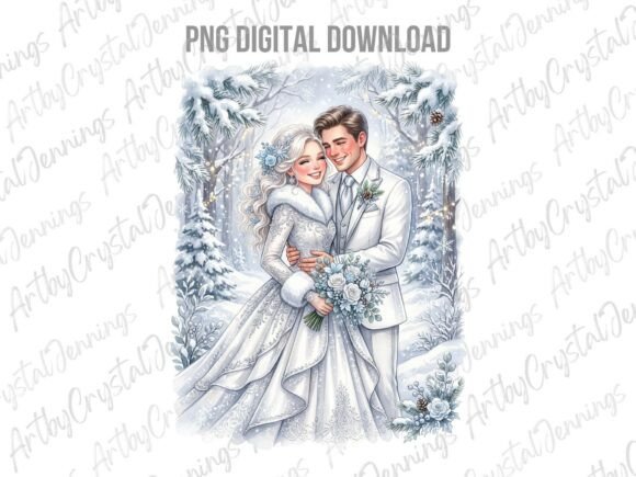 Winter Wonderland Wedding Couple PNG: A Designer's Delight